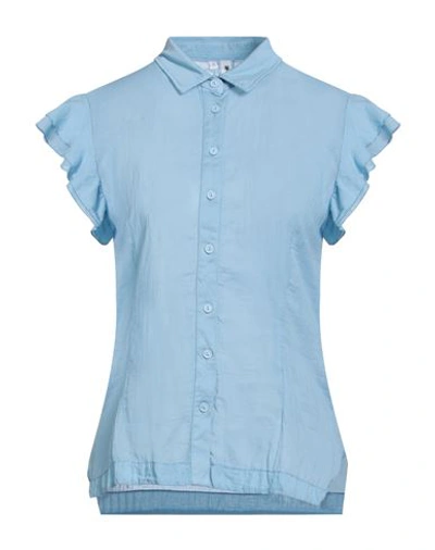 European Culture Woman Shirt Sky Blue Size Xxl Cotton