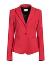 Patrizia Pepe Woman Blazer Red Size 12 Cotton, Polyamide, Elastane