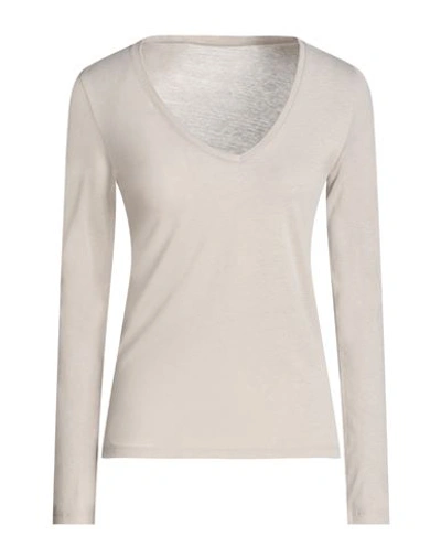 Majestic Filatures Woman T-shirt Light Grey Size 1 Cotton, Cashmere