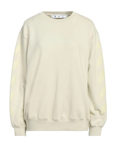Off-white Woman Sweatshirt Beige Size Xxs Cotton, Elastane
