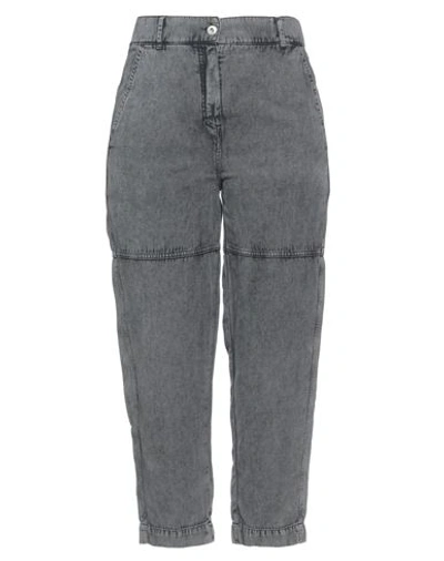 Annette Görtz Woman Denim Pants Grey Size 12 Cotton, Linen