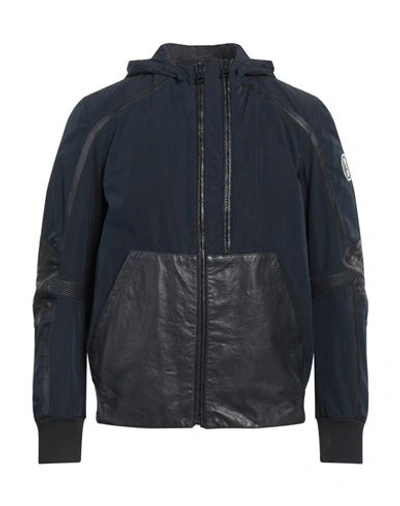 A.testoni A. Testoni Man Jacket Navy Blue Size 40 Polyester, Ovine Leather