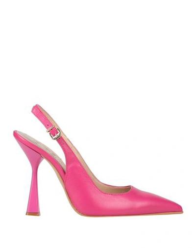 Divine Follie Woman Pumps Fuchsia Size 10 Soft Leather In Pink