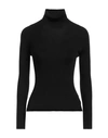 Gentryportofino Woman Turtleneck Black Size 12 Virgin Wool, Silk