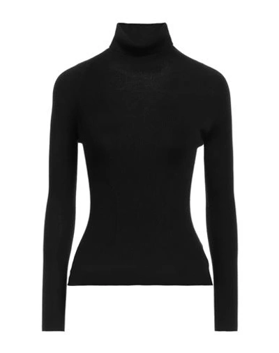 Gentryportofino Woman Turtleneck Black Size 6 Virgin Wool, Silk In Black