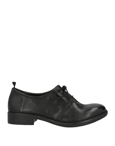 1725.a Woman Lace-up Shoes Black Size 11 Soft Leather In Black