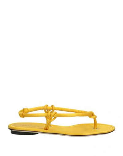 Giannico Woman Toe Strap Sandals Yellow Size 9.5 Textile Fibers