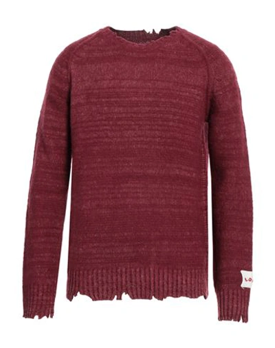 Longo Man Sweater Burgundy Size 3 Merino Wool, Silk In Red