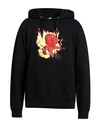 Sandro Man Sweatshirt Black Size S Cotton, Elastane, Viscose In Black