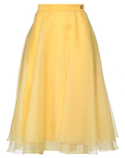 Elisabetta Franchi Woman Midi Skirt Yellow Size 6 Polyester
