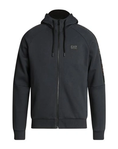 Ea7 Man Sweatshirt Midnight Blue Size M Cotton, Polyester In Blue