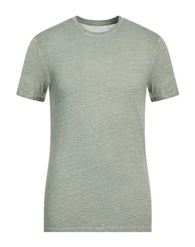 Majestic Filatures Man T-shirt Sage Green Size S Linen, Silk In Sage Green