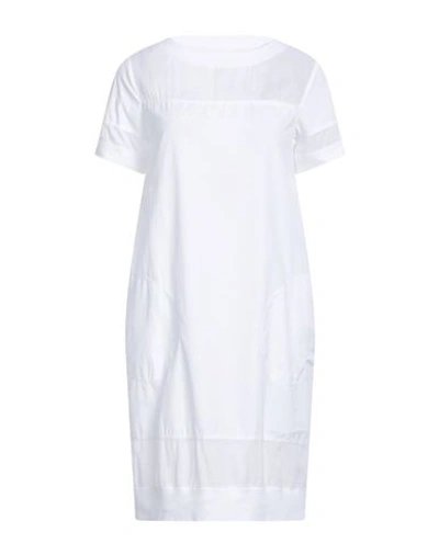 European Culture Woman Mini Dress White Size L Cotton, Elastane
