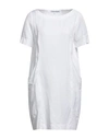 European Culture Woman Mini Dress White Size L Rayon, Viscose, Cotton, Linen, Elastane