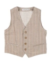 Manuel Ritz Toddler Boy Tailored Vest Taupe Size 4 Linen, Cotton, Polyester In Grey