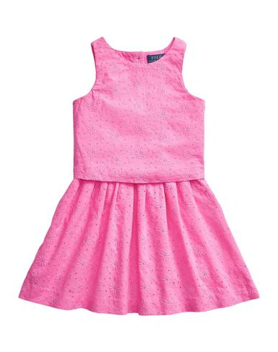 Polo Ralph Lauren Babies'  Eyelet Skirt Set Toddler Girl Co-ord Fuchsia Size 5 Cotton In Pink