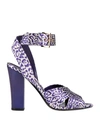 Tom Ford Woman Sandals Purple Size 11 Viscose, Silk, Brass, Soft Leather