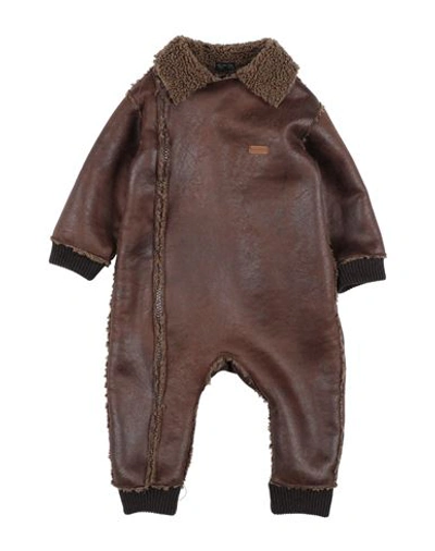 Nanán Newborn Boy Baby Jumpsuits Dark Brown Size 1 Polyester