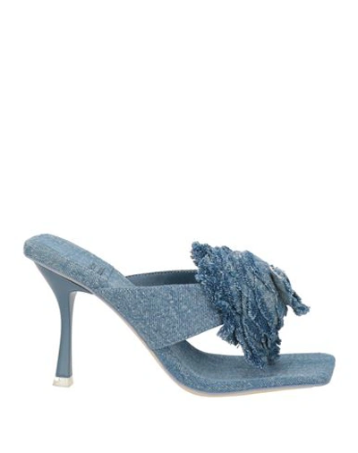 Jeffrey Campbell Woman Toe Strap Sandals Blue Size 9 Textile Fibers