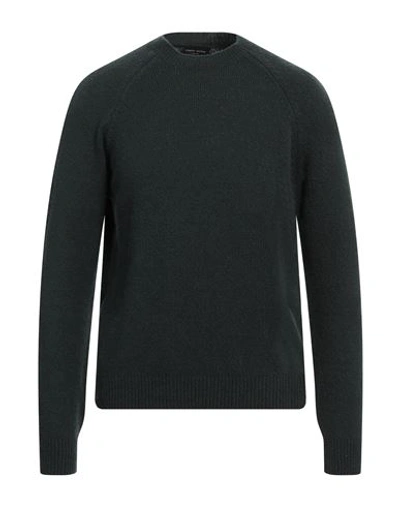 Roberto Collina Man Sweater Dark Green Size 40 Wool, Nylon, Elastane In Green