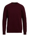 Roberto Collina Man Sweater Burgundy Size 36 Wool, Nylon, Elastane In Red