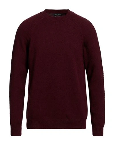 Roberto Collina Man Sweater Burgundy Size 42 Wool, Nylon, Elastane In Red