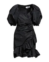 Msgm Puff Sleeve Dress With Ruched Hem In Black