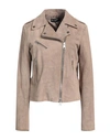 Street Leathers Woman Jacket Light Brown Size Xl Soft Leather In Beige