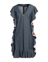 CAVALLI CLASS CAVALLI CLASS WOMAN MINI DRESS BLUE SIZE 4 COTTON