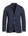 Tombolini Man Blazer Navy Blue Size 46 Cotton, Polyamide, Elastane