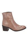 1725.a Woman Ankle Boots Khaki Size 11 Soft Leather In Beige