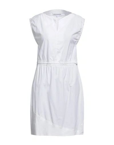 European Culture Woman Mini Dress White Size L Cotton, Elastane