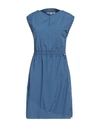 European Culture Woman Mini Dress Slate Blue Size Xxl Cotton, Elastane