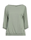 European Culture Woman Sweatshirt Sage Green Size M Ramie, Cotton, Rubber