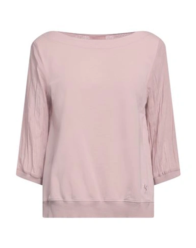 European Culture Woman Sweatshirt Blush Size Xxl Ramie, Cotton, Rubber In Pink