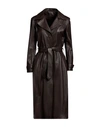 Street Leathers Woman Overcoat Dark Brown Size Xl Soft Leather