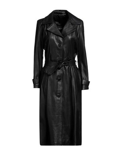 STREET LEATHERS STREET LEATHERS WOMAN OVERCOAT & TRENCH COAT BLACK SIZE L SOFT LEATHER
