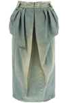 Maison Margiela Blue Pleated Denim Midi Skirt