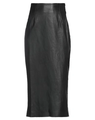 Gentryportofino Woman Midi Skirt Black Size 6 Bovine Leather