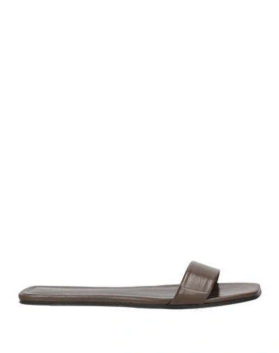 The Row Woman Sandals Dark Brown Size 10.5 Soft Leather In Brown