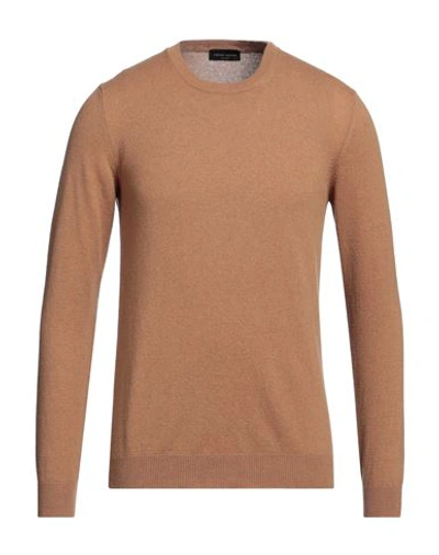 Roberto Collina Man Sweater Camel Size 40 Cashmere, Wool In Beige