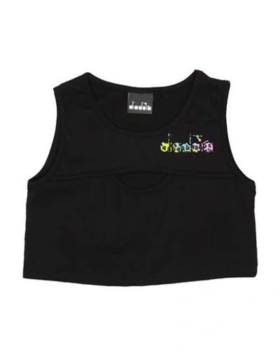 Diadora Babies'  Toddler Girl T-shirt Black Size 4 Cotton, Elastane