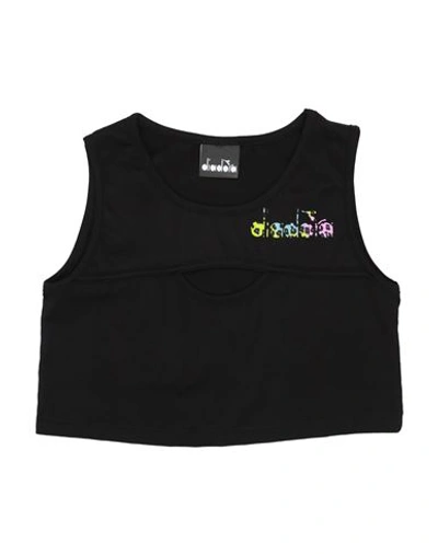 Diadora Babies'  Toddler Girl T-shirt Black Size 6 Cotton, Elastane