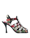 Dsquared2 Woman Sandals Red Size 6.75 Soft Leather, Textile Fibers In Red