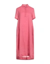 European Culture Woman Midi Dress Antique Rose Size Xs Ramie, Cotton, Viscose In Pink