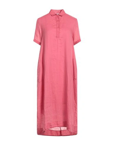 European Culture Woman Midi Dress Antique Rose Size Xs Ramie, Cotton, Viscose In Pink