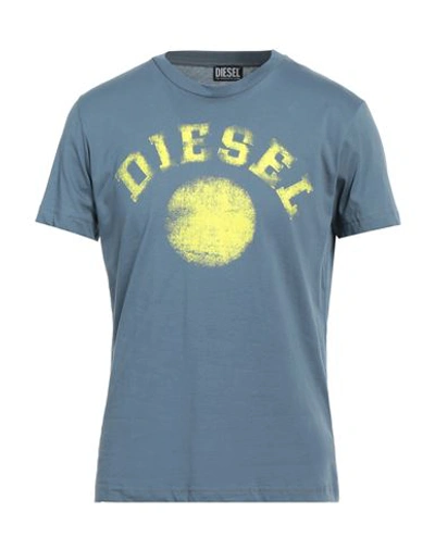 Diesel Man T-shirt Pastel Blue Size Xxl Cotton