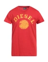 Diesel Man T-shirt Red Size Xxl Cotton