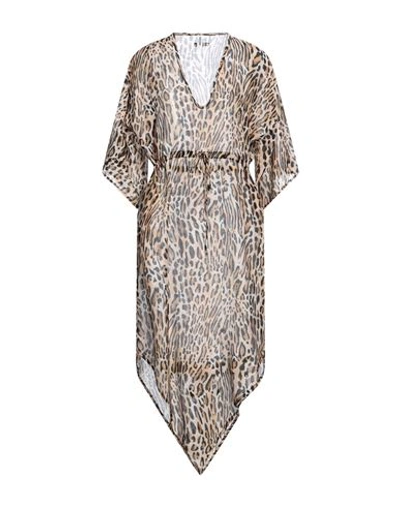 Moschino Woman Maxi Dress Camel Size L Cotton, Silk In Beige