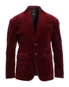 Dsquared2 Man Blazer Burgundy Size 36 Cotton, Metallic Fiber, Calfskin In Red